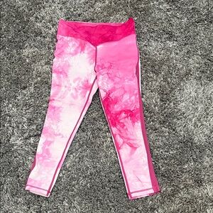 ZYIA Active Ladies Pink and White Tie-Dye Leggings Size 6/8